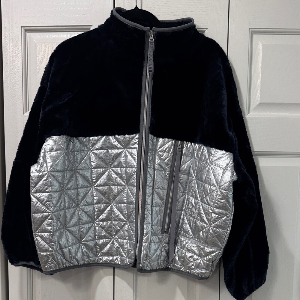 UGG navy Plush and Silver Quilted Zip Jacket